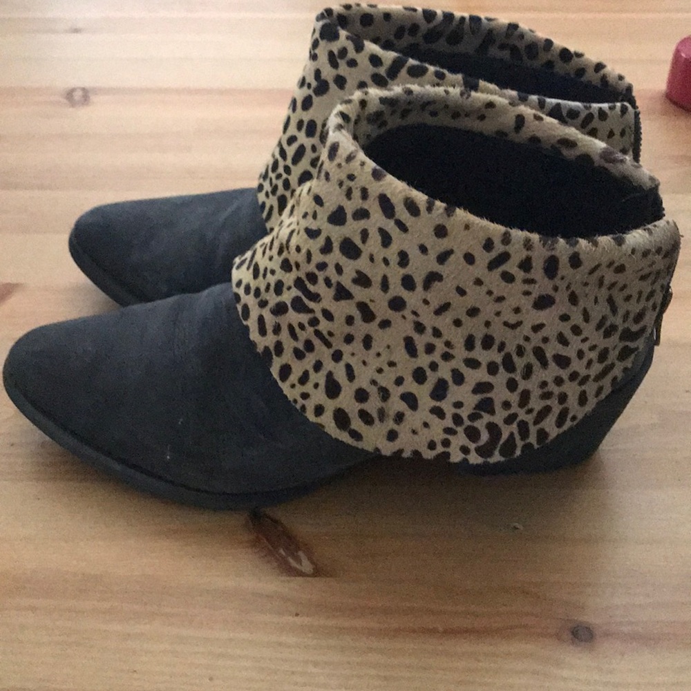 All black leopard booties